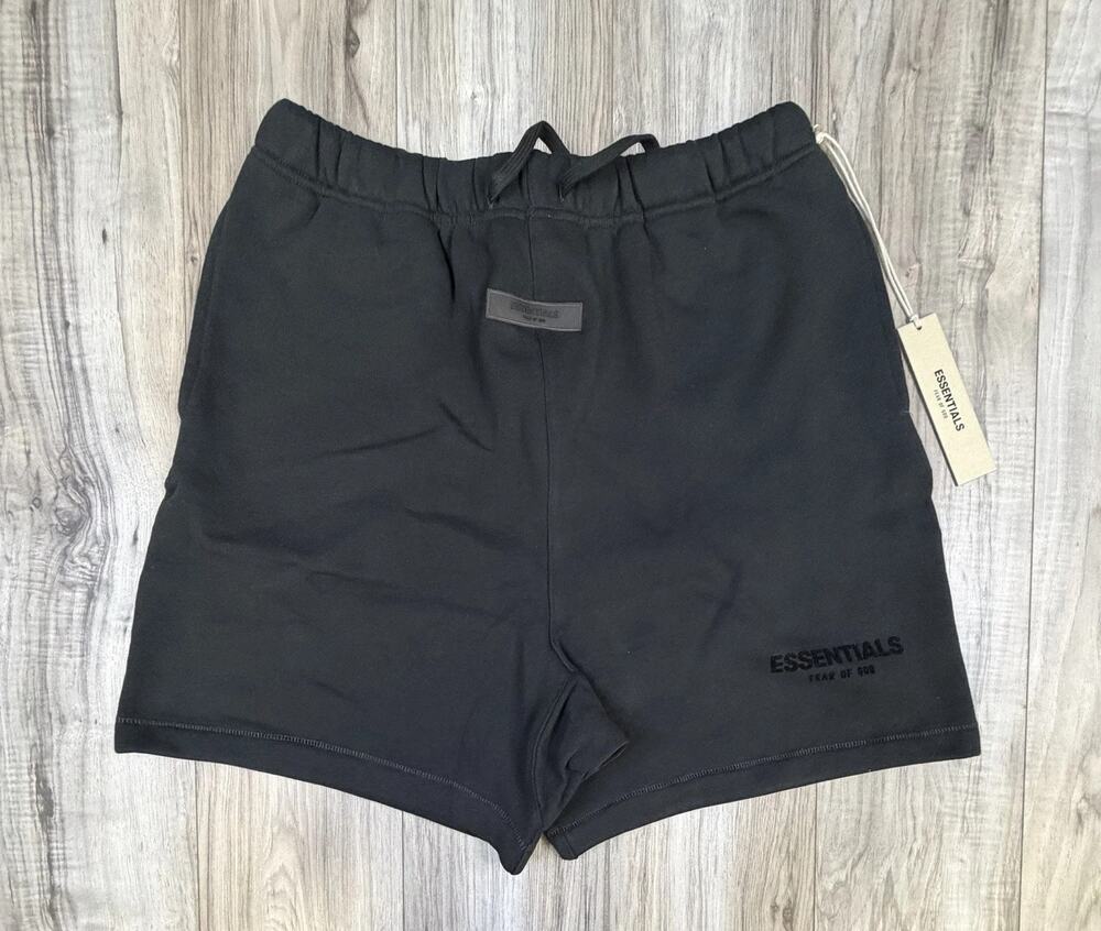 Fear of God Essentials Sweatshort SS22 Stretch Limo Black Mens Size Medium NEW